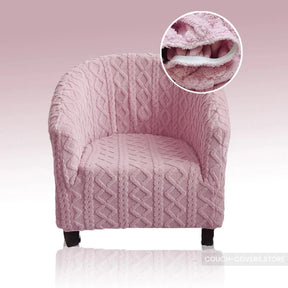 Knitted club chair slipcover