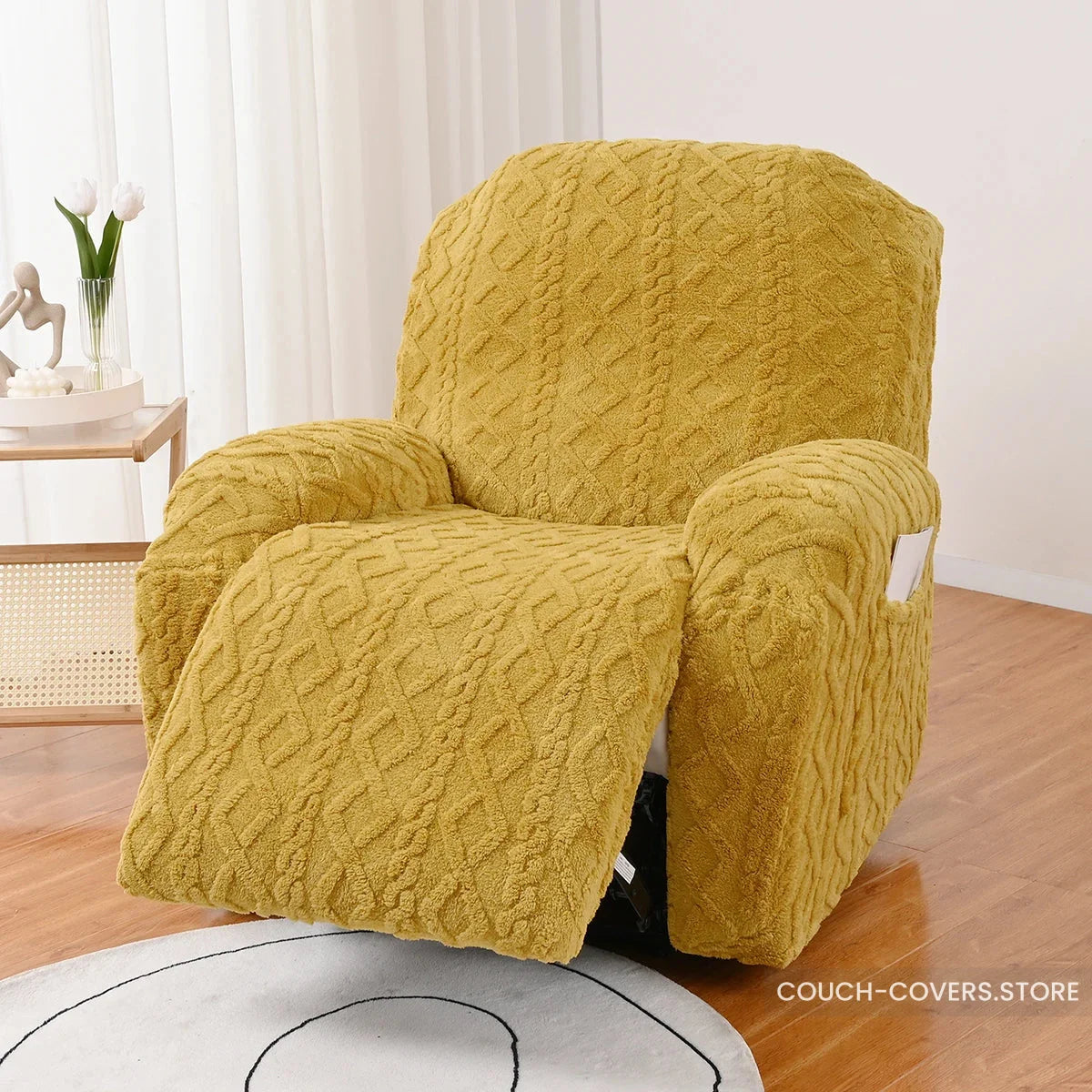 Knitted recliner chair cover Yellow