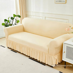 Solid Color Couch Cover With Skirt 1 seat (35-55’’ | 90-140cm) / Beige