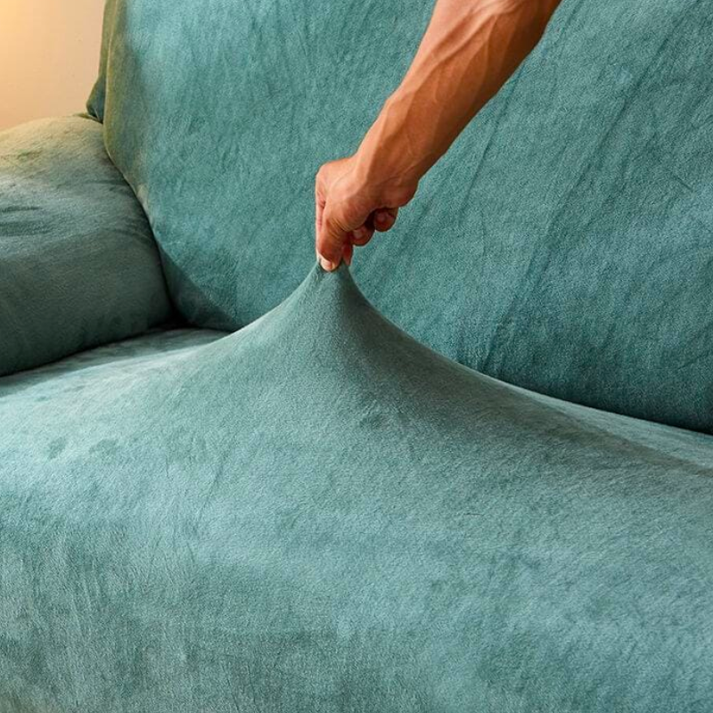 Green velvet sofa cover