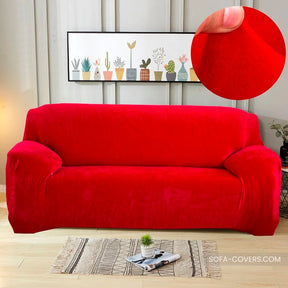 Red velvet couch cover